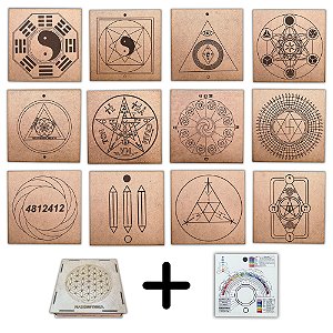 Kit 12 Gráficos 20x20 em MDF CRU 3mm + Caixa e Relógio (Grupo 3)