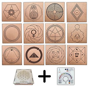 Kit 12 Gráficos 20x20 em MDF CRU 3mm + Caixa e Relógio (Grupo 4)