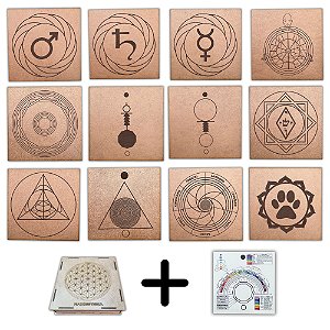 Kit 12 Gráficos 20x20 em MDF CRU 3mm + Caixa e Relógio (Grupo 5)