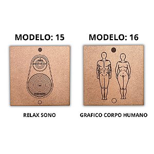 Kit 2 Gráficos MDF CRU 3mm 20x20 Radiestesia Modelos 15 e 16 (Relax Sono e Grafico Corpo Humano)