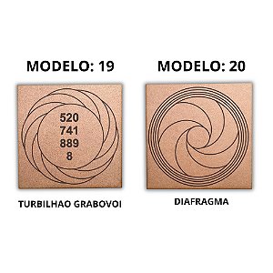 Kit 2 Gráficos MDF CRU 3mm 20x20 Radiestesia Modelos 19 e 20 (Turbilhao Grabovoi e Diafragma)