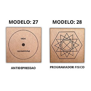 Kit 2 Gráficos MDF CRU 3mm 20x20 Radiestesia Modelos 27 e 28 (Antidepressao e Programador Fisico)