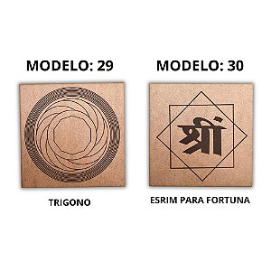 Kit 2 Gráficos MDF CRU 3mm 20x20 Radiestesia Modelos 29 e 30 (Trigono e Esrim para Fortuna)