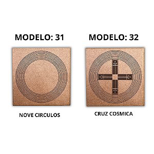 Kit 2 Gráficos MDF CRU 3mm 20x20 Radiestesia Modelos 31 e 32 (Nove Circulos e Cruz Cosmica)