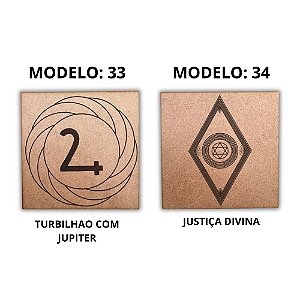 Kit 2 Gráficos MDF CRU 3mm 20x20 Radiestesia Modelos 33 e 34 (Turbilhao com Jupiter e Justiça Divina)
