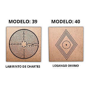 Kit 2 Gráficos MDF CRU 3mm 20x20 Radiestesia Modelos 39 e 40 (Labirinto de Chartes e Losango Solar)