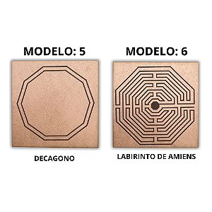 Kit 2 Gráficos MDF CRU 3mm 20x20 Radiestesia Modelos 5 e 6 (Decágono e Labirinto de Amiens)