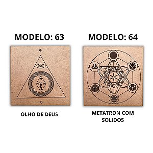 Kit 2 Gráficos MDF CRU 3mm 20x20 Radiestesia Modelos 63 e 64 (Olho de Deus e Metatron com Solidos)
