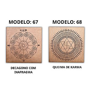 Kit 2 Gráficos MDF CRU 3mm 20x20 Radiestesia Modelos 67 e 68 (Decágono com Diafragma e Queima de Karma)