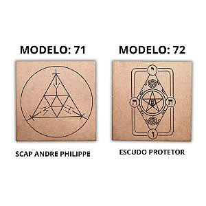 Kit 2 Gráficos MDF CRU 3mm 20x20 Radiestesia Modelos 71 e 72 (Scap Andre Philippe e Escudo Magico)