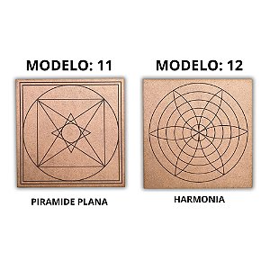 Kit 2 Gráficos MDF CRU 3mm 20x20cm - Radiestesia - Modelos 11 e 12 (Pirâmide Plana e Harmonia)