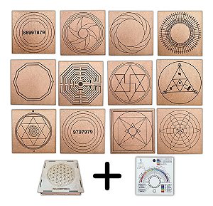 Kit 60 Placas 20x20 MDF CRU 3mm Radiestesia + Caixa e Relógio