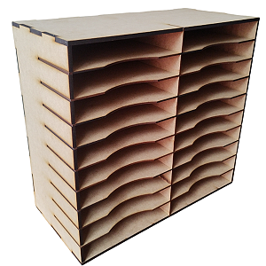 Prateleira Organizadora para Gráficos de Radiestesia em MDF Cru – 20 Compartimentos