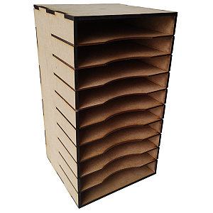 Prateleira Organizadora para Gráficos de Radiestesia em MDF Cru – 10 Compartimentos com 4cm - PROMOÇÃO