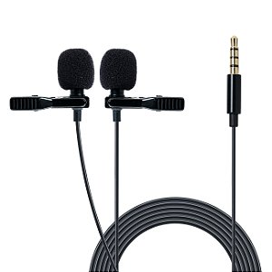 Microfone de Lapela Duplo com Fio - LAV-DUO Prostream