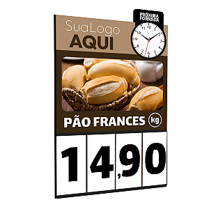 PLACA PADARIA CADERNINHO DE PREÇO COM RELOGIO 40X60cm