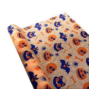 TNT ROLO ESTAMPADO LARANJA HALLOWEEN COM 25 METROS