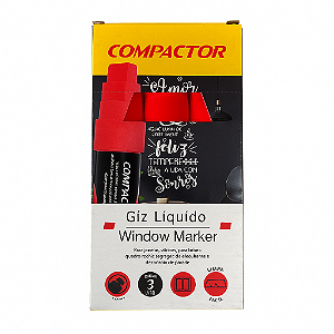 CANETA POSTER WINDOW MARKER COMPACTOR 10X15 VERMELHO CAIXA COM 3
