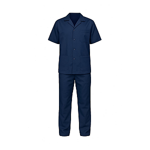 CONJUNTO DE BRIM JALECO E CALCA UNIFORME AZUL XG