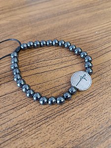Pulseira Hematita com Medalha