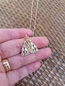 Colar de Nossa Senhora Aparecida com Manto em Zircônias