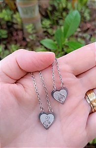Escapulário em Aço Inox - Coração