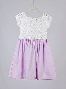 Vestido Infantil De Crochê Lavínia Bolinha Lilás