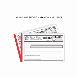 Bloco de recibo - 10x14cm - 100x1 via - 1x0 cor - papel sulfite 75g