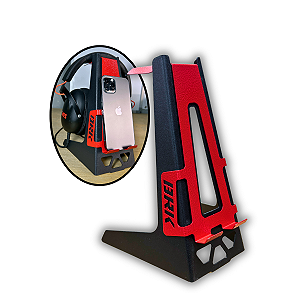 Suporte para Headset Preto e Vermelho