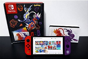 Nintendo Switch Oled Pokemon SemiNovo Desbloqueado + SD 256GB + Muitos Jogos