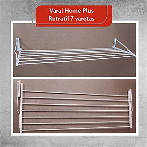 Varal De Parede Retratil Articulado 7 Varetas Aluminio - Home Plus