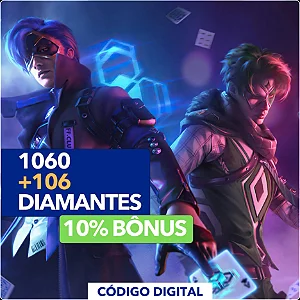 Free Fire - 1.060 Diamantes + 10% Bônus - Código Digital