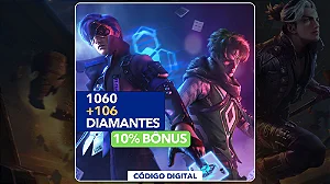 Free Fire - 1.060 Diamantes + 10% Bônus - Código Digital