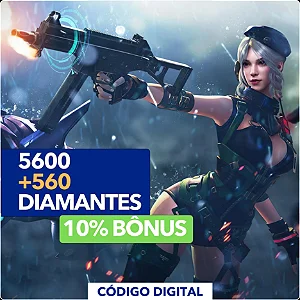 Free Fire - 5.600 Diamantes + 10% Bônus - Código Digital