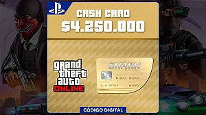 GTA Online - 4.250.000 Cash Cards PS4 e PS5 - Código Digital