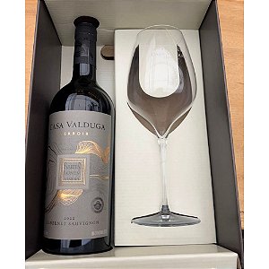 Kit Com 1 Garrafa Vinho Casa Valduga Tinto Seco Carbernet Sauvignon  1 Taça Casa Valduga Transparente - Brasil