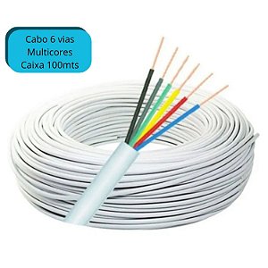 Cabo Alarme Multicores 6 vias 0,40mm Cobre - Branco