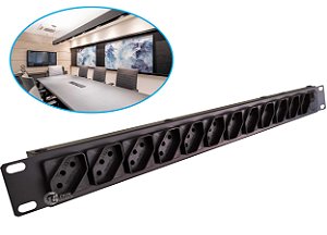 Regua P/ Rack 12 Tomadas 19 Pol  Cabo 1.10m Ipec