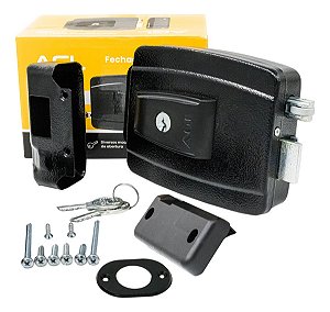 Fechadura AGL Reversivel AL100R Preta 12V 42mm