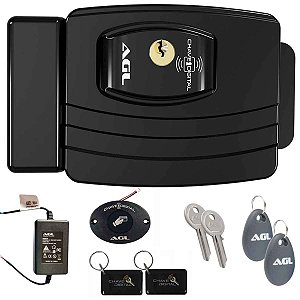 Fechadura Eletrica Ultra Card Preta AGL - 42mm Chave Simples
