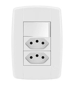 Interruptor Simples 10A + 2 Tomadas 10A 250V ILUMI LEV