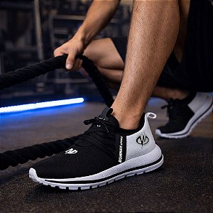 Tênis Esportivo Academia Caminhada Runway Running Masculino - Branco/Preto