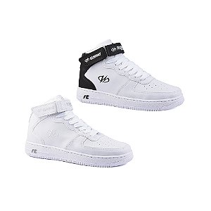 Kit 2 Pares De Tênis Sneaker Estilo Retrô Runway Sportswear Masculino - Branco E Branco/Preto