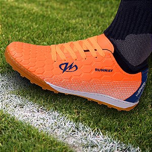 Chuteira Society Grama Sintética Runway Speed Masculino - Laranja