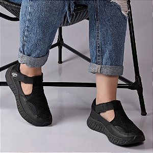 Tênis Sapatilha Estilo Sapato Boneca Runway Cindy Feminino - Preto