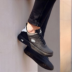 Tênis Estilo Retrô Sneaker Runway Sportwear Masculino - Preto/Branco