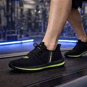 Tênis Esportivo Academia Caminhada Runway Running Masculino - Preto/Verde