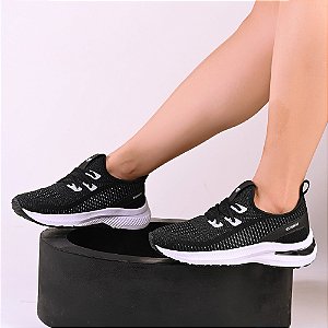 Tênis Feminino De Caminhada Academia Corrida Runway Energy - Preto