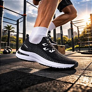 Tênis Masculino De Caminhada Academia Corrida Runway Energy - Preto