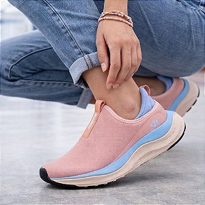 Tênis Feminino Para Caminhada Corrida Academia Runway Easy - Rosa Azul